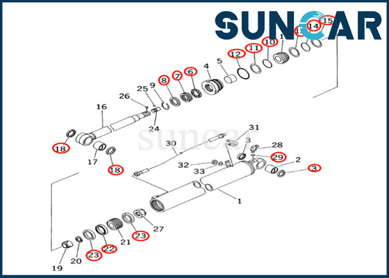 Kit 707-99-35230 de service de cylindre de bras phoque Kit Fits PC60-7 PC60-7S KOMATSU de cylindre de 7079935230 bras