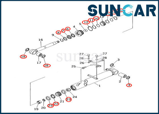 Kit de cachetage de cylindre de boom du kit de réparation de cylindre de boom 7079936630 707-99-36630 KOMATSU PC60-7 PC60-7S