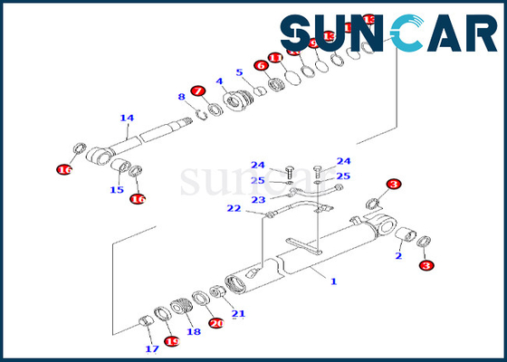 Phoque Kit Komatsu Fits PC60-7 PC60-7S de cylindre du boom 707-98-36590 du kit 7079836590 de service de cylindre de boom