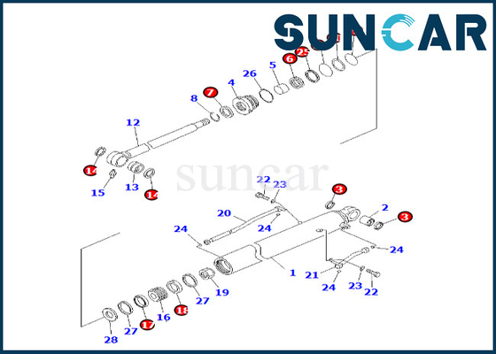 KOMATSU 707-99-26710 7079926710 kit de cachetage de cylindre de seau de Kit For PC60-8 PC70-8 de joint de cylindre de seau