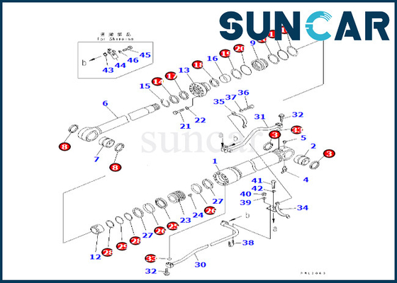 KOMATSU 707-99-68580 7079968580 kit de réparation de cylindre de boom de Kit Fits PC600LC-7 PC600LC-6A de joint de cylindre de boom