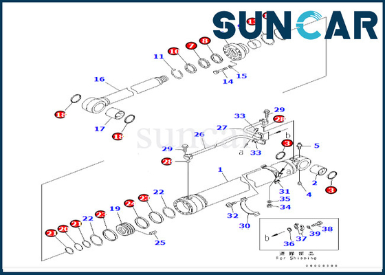 707-99-69700 phoque Kit For PC600LC-6A PC600-8 PC600-7 KOMATSU de cylindre de 7079969700 booms