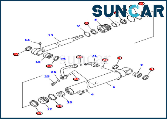 Phoque Kit For Excavator Inner Parts PC40MR-1 PC45MR-1 de réparation de cylindre de lame 7079832520 de KOMATSU 707-98-32520