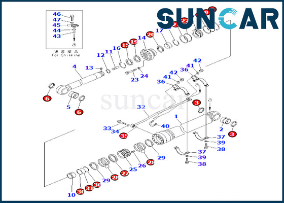7079976300 kit de cachetage de cylindre de bras de Kit Komatsu For PC600-8 PC600-8R de joint de cylindre du bras 707-99-76300