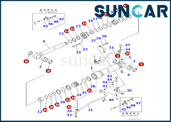 Phoque Kit Fits PC600-8 PC600-8R de cylindre de boom du kit 7079976130 707-99-76130 KOMATSU de cachetage de cylindre de boom
