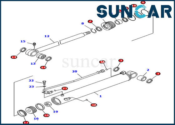 Kit intérieur de joint de Boom Swing Cylinder d'excavatrice de KOMATSU 707-98-25710 PC40MR-1 PC40MRX-1 de pièces