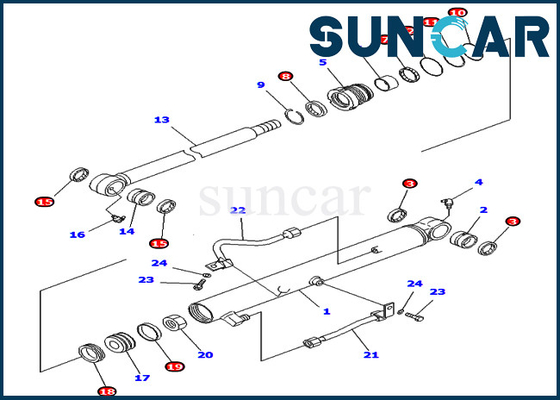 Le kit 707-98-15690 de joint de seau de KOMATSU 7079815690 kits de service de cylindre adapte l'excavatrice PC40MR-1 PC40R-8