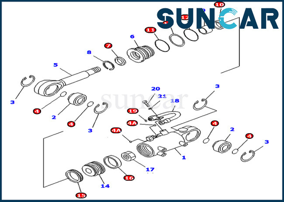 707-98-24730 kits de réparation de Kit Wear Resistance Komatsu Excavator PC40MR-1 PC45MR-1 de joint de cylindre d'inclinaison