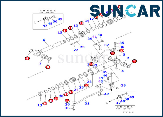 707-99-76131 7079976131 kit de réparation de cylindre de boom de Kit For PC600-8 PC600-8R de joint de cylindre de boom de KOMATSU