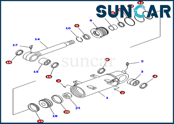 Phoque Kit For Komatsu de PC40MR-2 PC50MR-2 707-98-34670 kit de service de cylindre hydraulique de 7079834670 lames