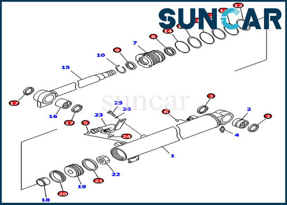 Les kits de réparation de joint de cylindre du kit 707-98-29500 de cachetage de boom adapte Spec. PC40MR-2 PC50MR-2 d'outre-mer KOMATSU