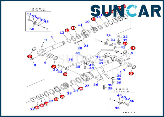 Kit de joint de cylindre de seau 707-99-69790 7079969790 pour le kit de cachetage de cylindre de seau de PC600-8 PC600-8R KOMATSU