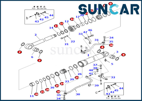 707-99-68480 phoque Kit Komatsu Fits PC700LC-8E0 PC650LC-8E0 de cylindre de 7079968480 booms