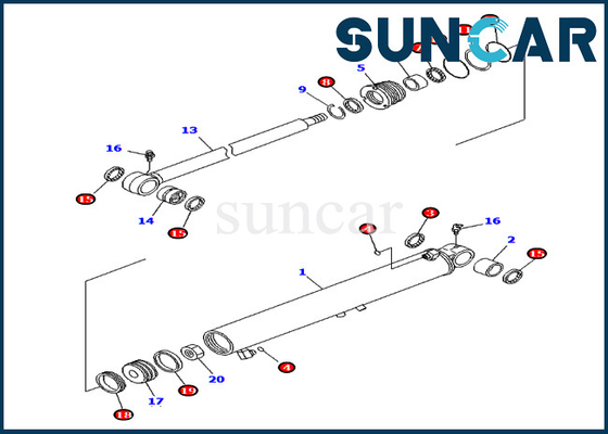 707-98-29510 7079829510 Boom Swing Cylinder Seal Kit Pour Spécifications de la machine PC40MR-2 Komatsu