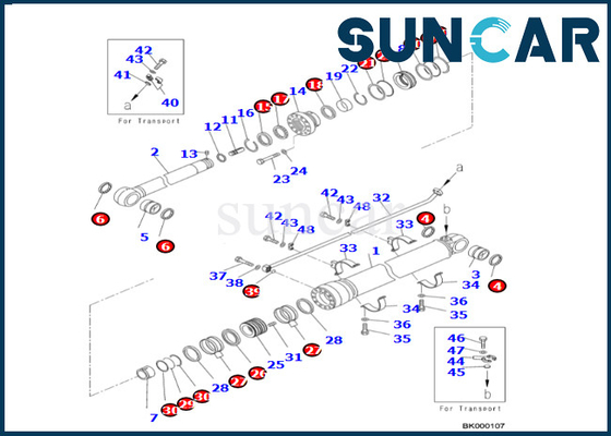 Kit 707-99-76380 de joint de cylindre de bras de KOMATSU réparation Kit For PC700LC-8E0 PC650LC-8E0 de joint de cylindre de 7079976380 bras