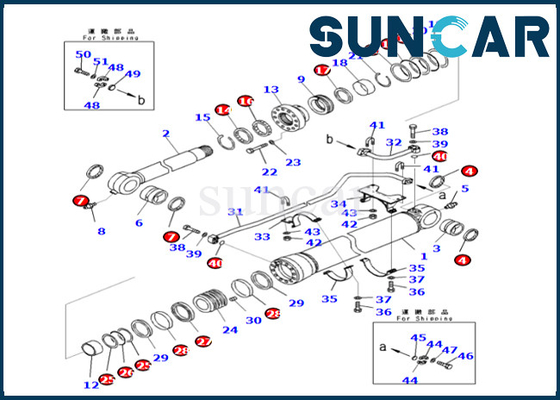 Phoque Kit Fits PC700LC-8E0 PC800-8E0 de cylindre de seau du kit de réparation de cylindre de seau 707-99-69550 7079969550 KOMATSU