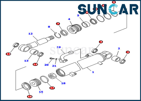 707-98-25820 7079825820 pièces intérieures de Kit For PC45-1 PC50UD-2 PC50UU-2 KOMATSU de service de cylindre de bras