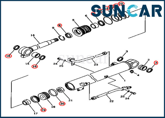 707-98-34140 Kit de réparation du cylindre de gonflage 7079834140 Pour les modèles PC45-1 PC50UG-2 Komatsu