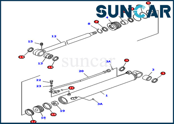 PC45MR-1 PC45MRX-1 KOMATSU 707-98-29620 7079829620 Kit de réparation de joint de balançoire de flèche vérin hydraulique