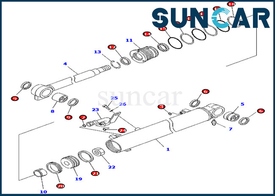 707-98-25750 phoque Kit Fits Inner Parts Komatsu PC45MR-3 PC55MR-3 de cylindre de 7079825750 booms