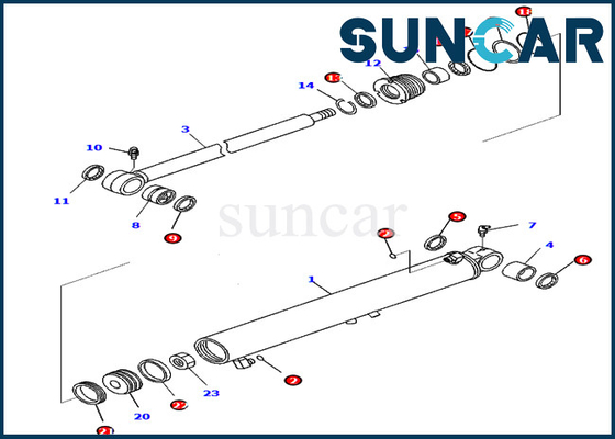 Grondent le kit 707-98-25760 de joint de cylindre d'oscillation 7079825760 kits de réparation de KOMATSU des modèles PC45MR-3