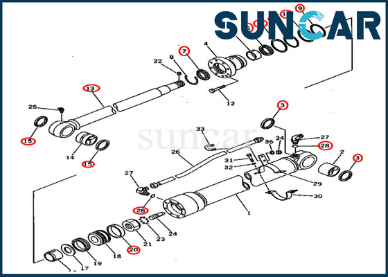Assy 201-63-02050 de cylindre 2016302050 kit de réparation hydraulique de CYL de KOMATSU PC60U-5 de kits de joint de bras