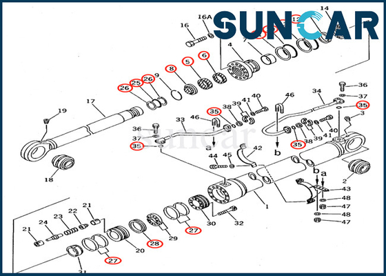 Service Kit Parts de PC650-5 PC710-5 KOMATSU 707-99-77220 kit de cachetage d'huile de cylindre de 7079977220 booms
