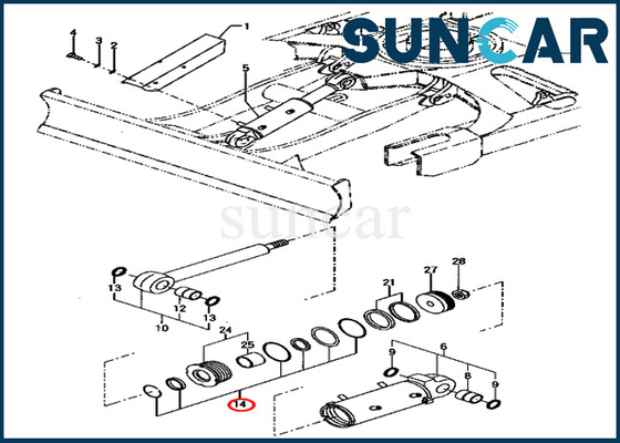 Kits de scellage de Kit Excavator PC70FR-1 KOMATSU de réparation de cylindre de lame de YM172187-72040 YM17218772040